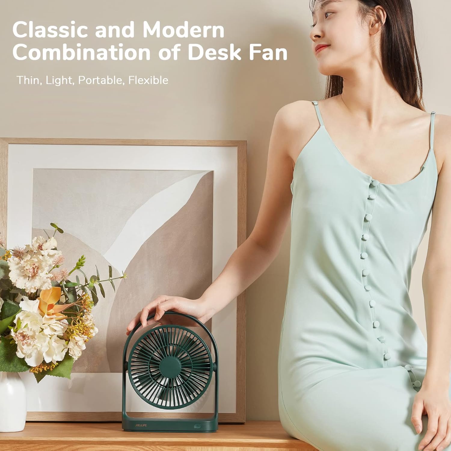 JISULIFE Desk Fan Small Portable Battery Operated