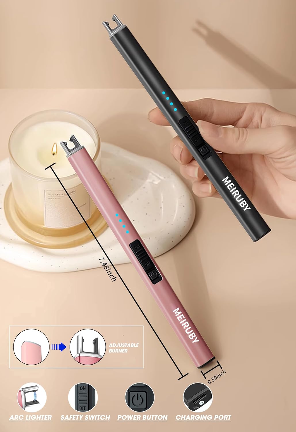 MEIRUBY Electric Candle Lighter for Women & Men