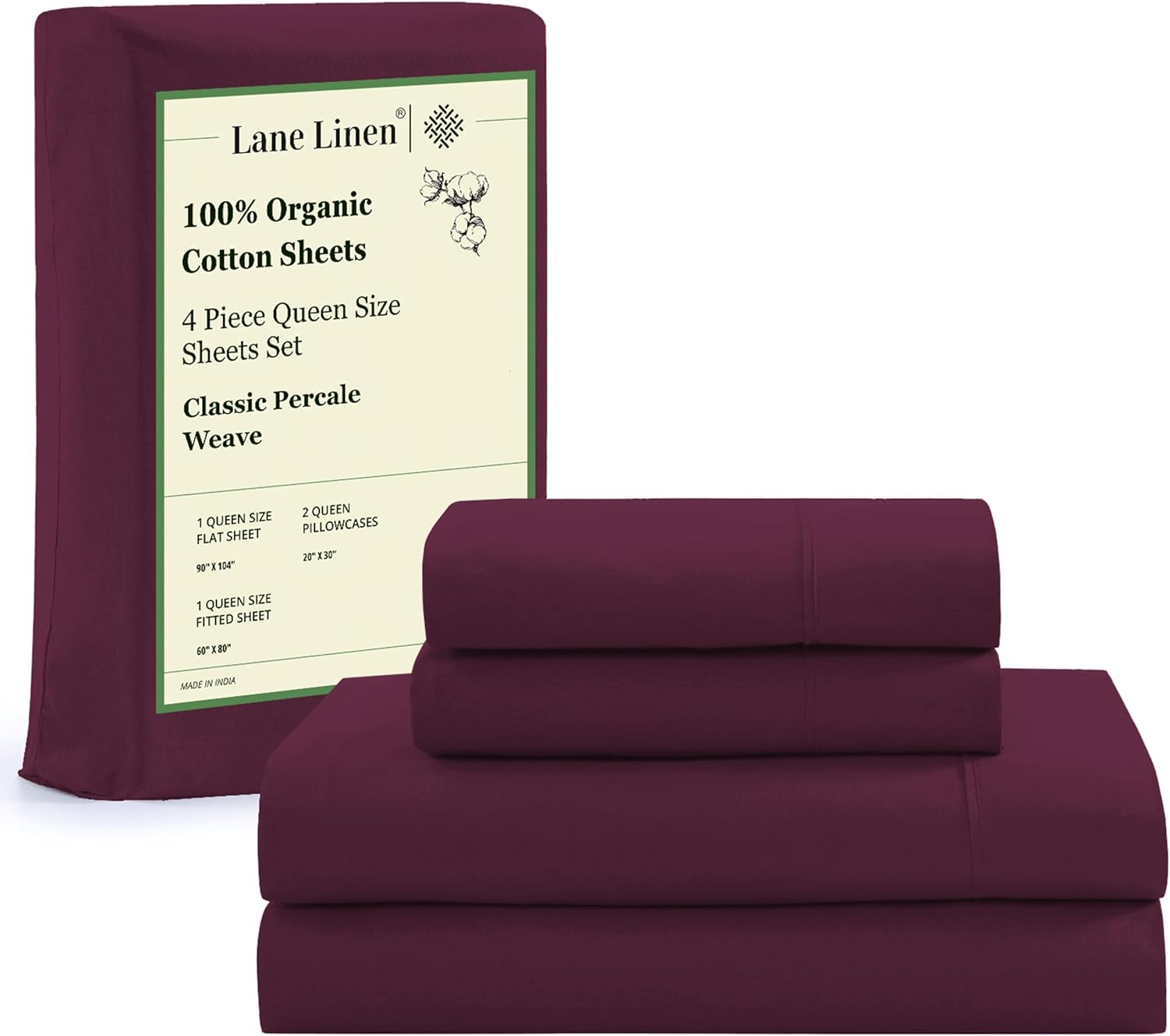 LANE LINEN Eco Friendly Cotton Queen Sheet Set