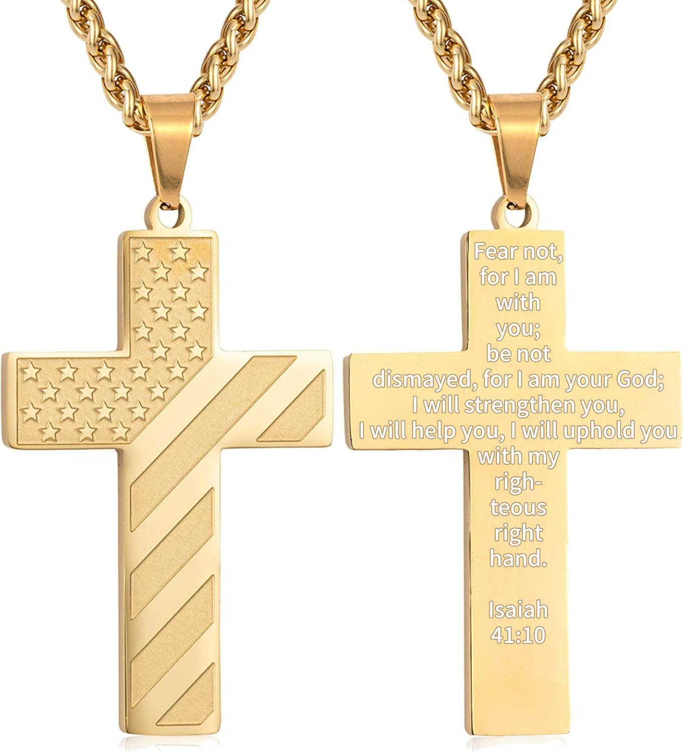 DuoDiner Cross Necklace Bible Verse Stainless Steel