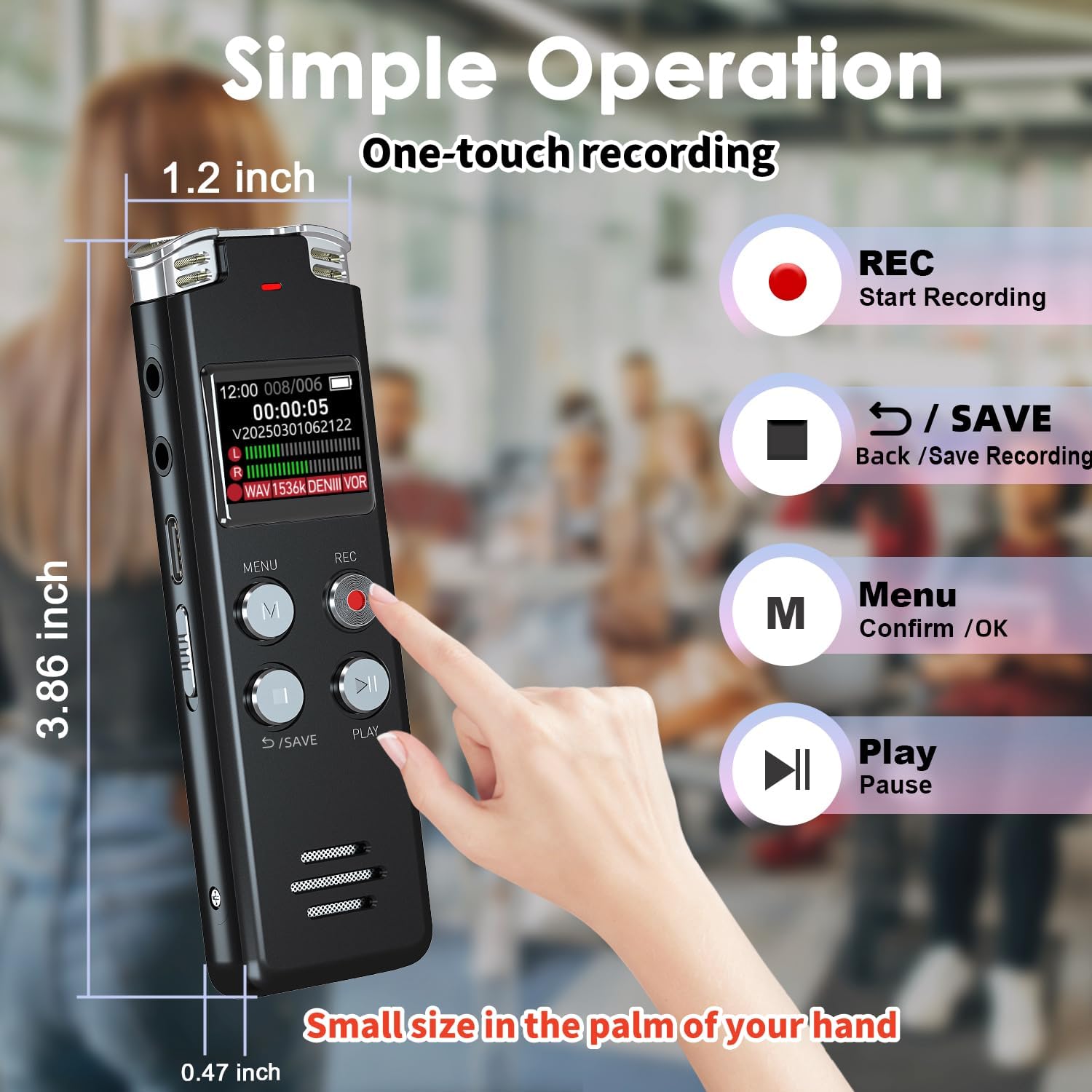 64GB Digital Voice Recorder with Playback