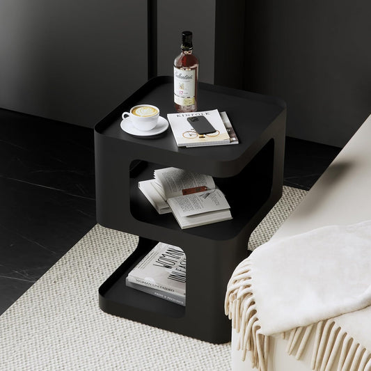Side Modern end Table Black Metal nightstand