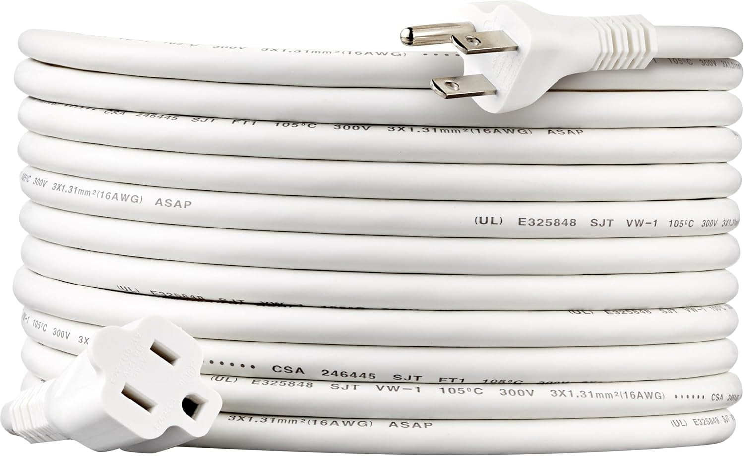 Extension Cord, 25 Ft, 3 Prong Outlet Extender