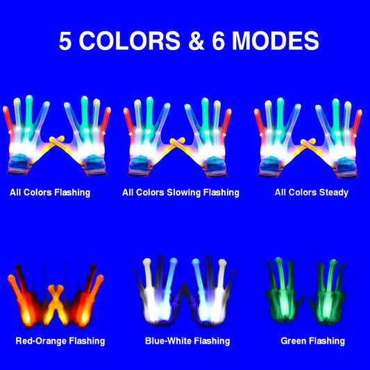 LED Finger Gloves - Light Up Gloves with 5 Color/6 Mode