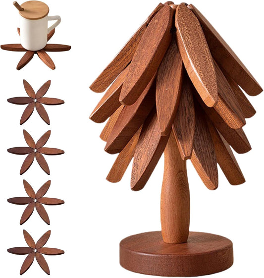 Wooden Trivets for Hot Dishes Tree Shape Trivet Set