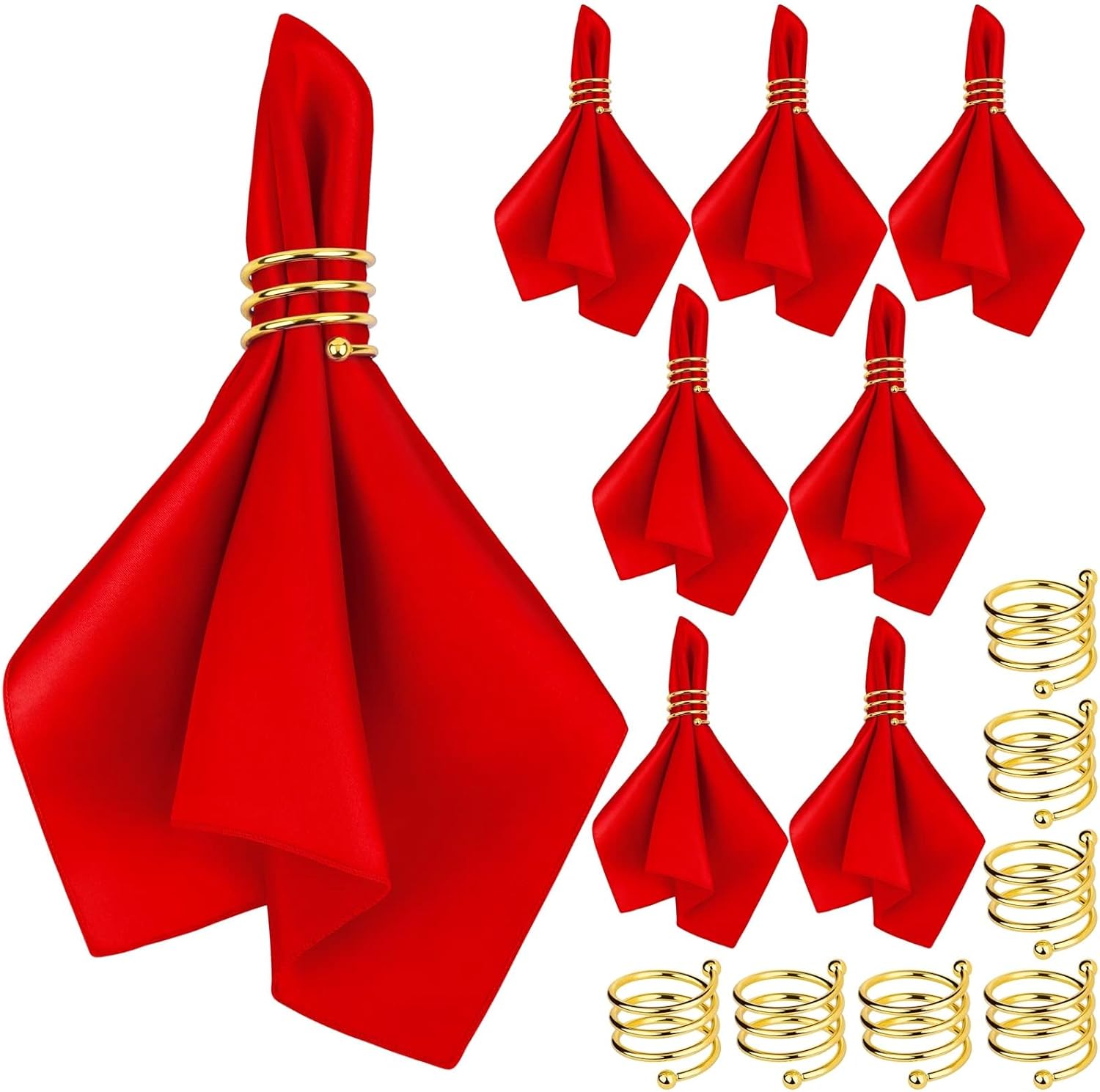 MCEAST Satin Cloth Napkins and Napkin Rings Set