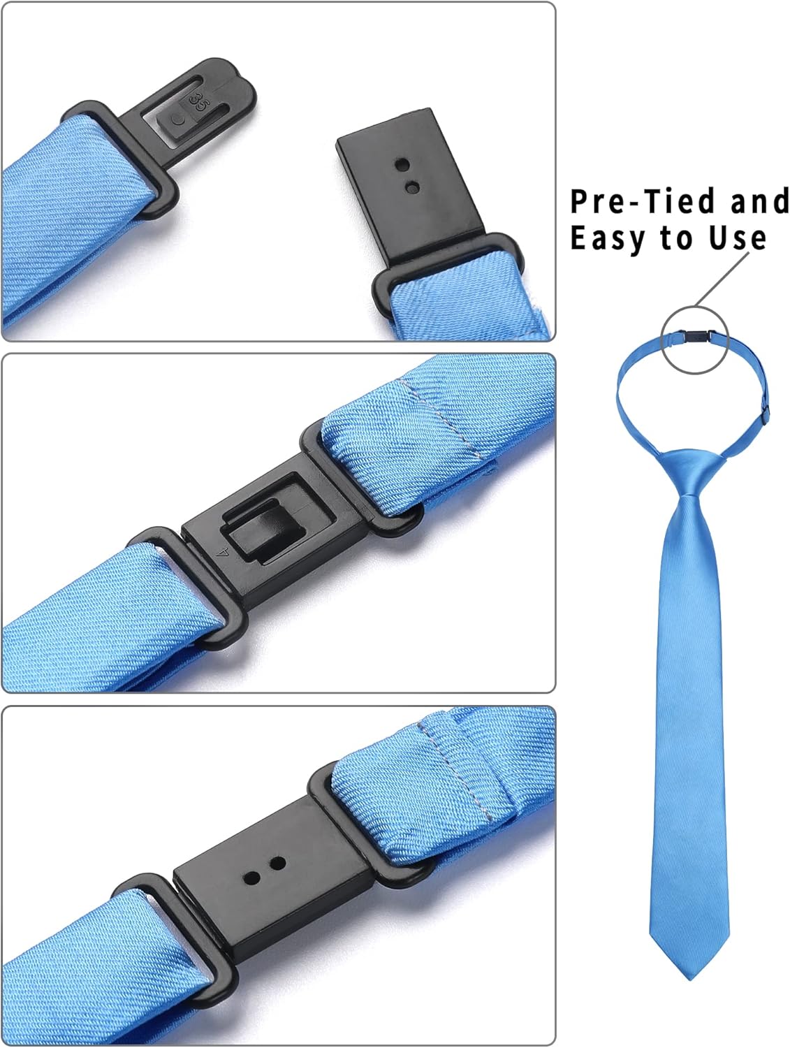 Enlision Boys Ties Solid Color Pre-Tied Kids Necktie