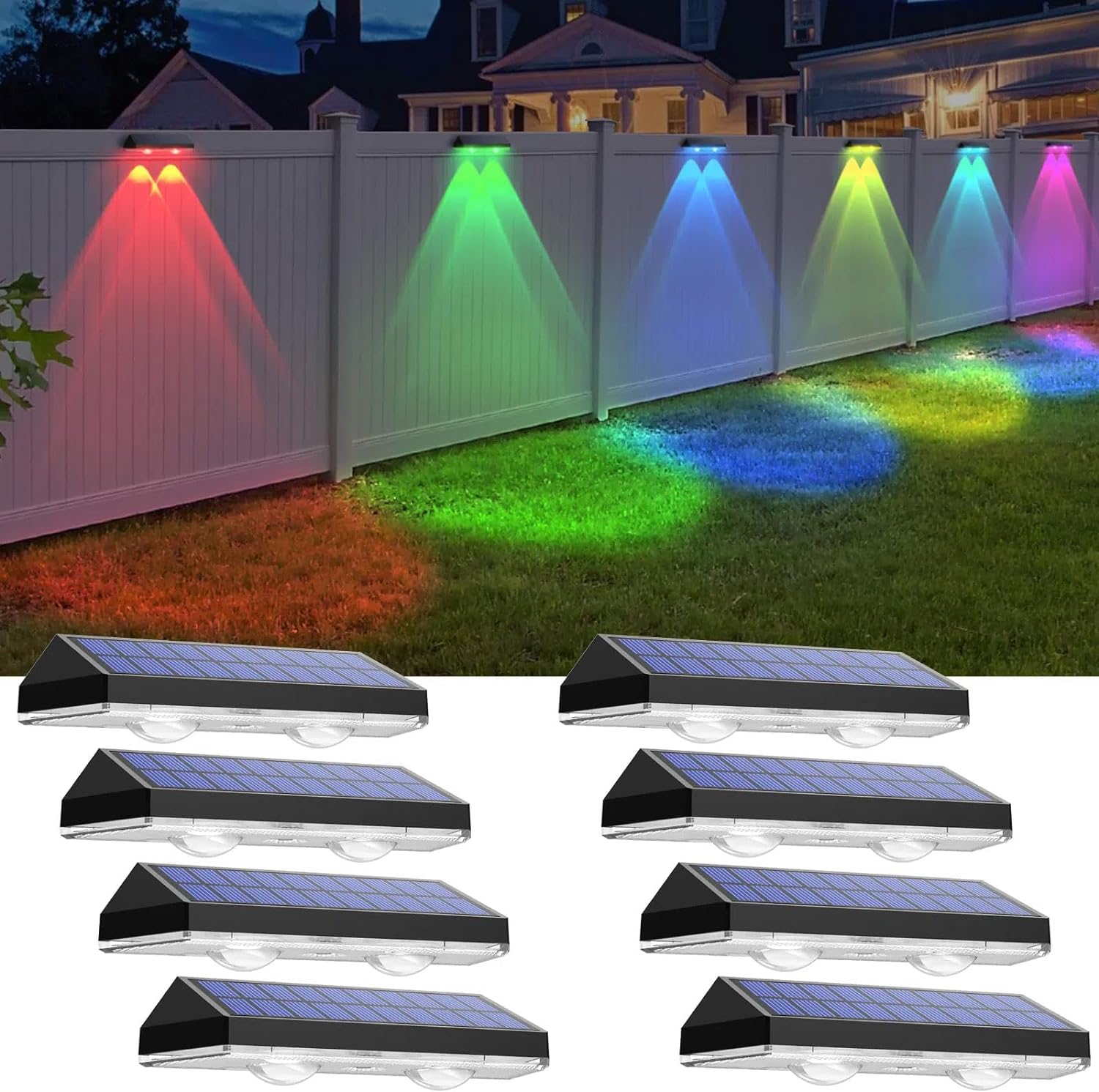 Solar Fence Lights Outdoor Waterproof LED Fence Light