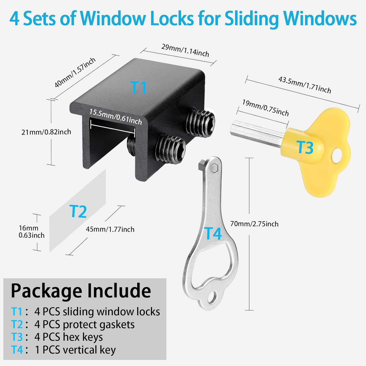 ZRFCXE Window Locks Sliding Window Locks with Key