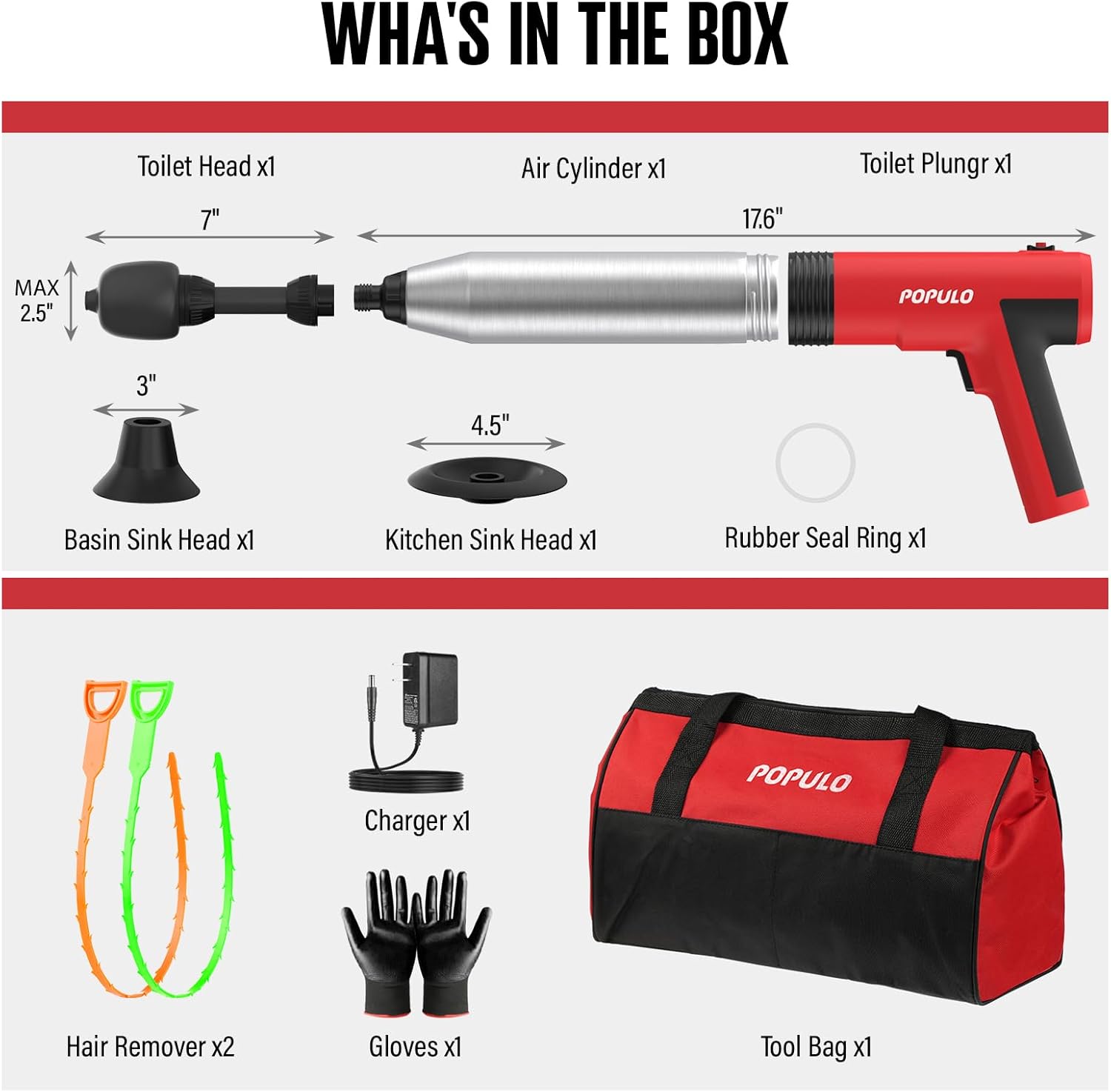 POPULO Electric Toilet Plunger Swift High Pressure