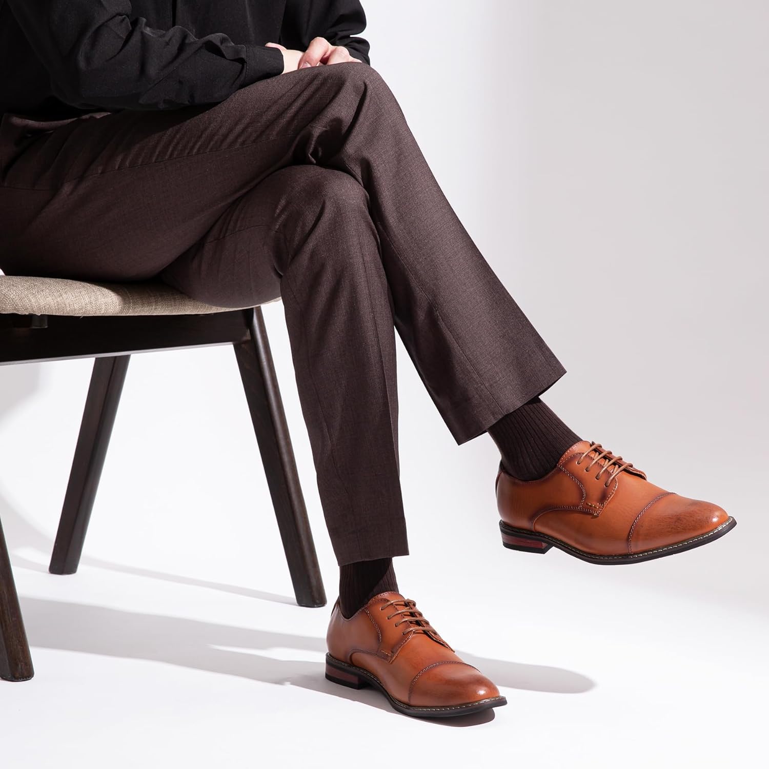 Jousen Men's Dress Cap Toe Shoes