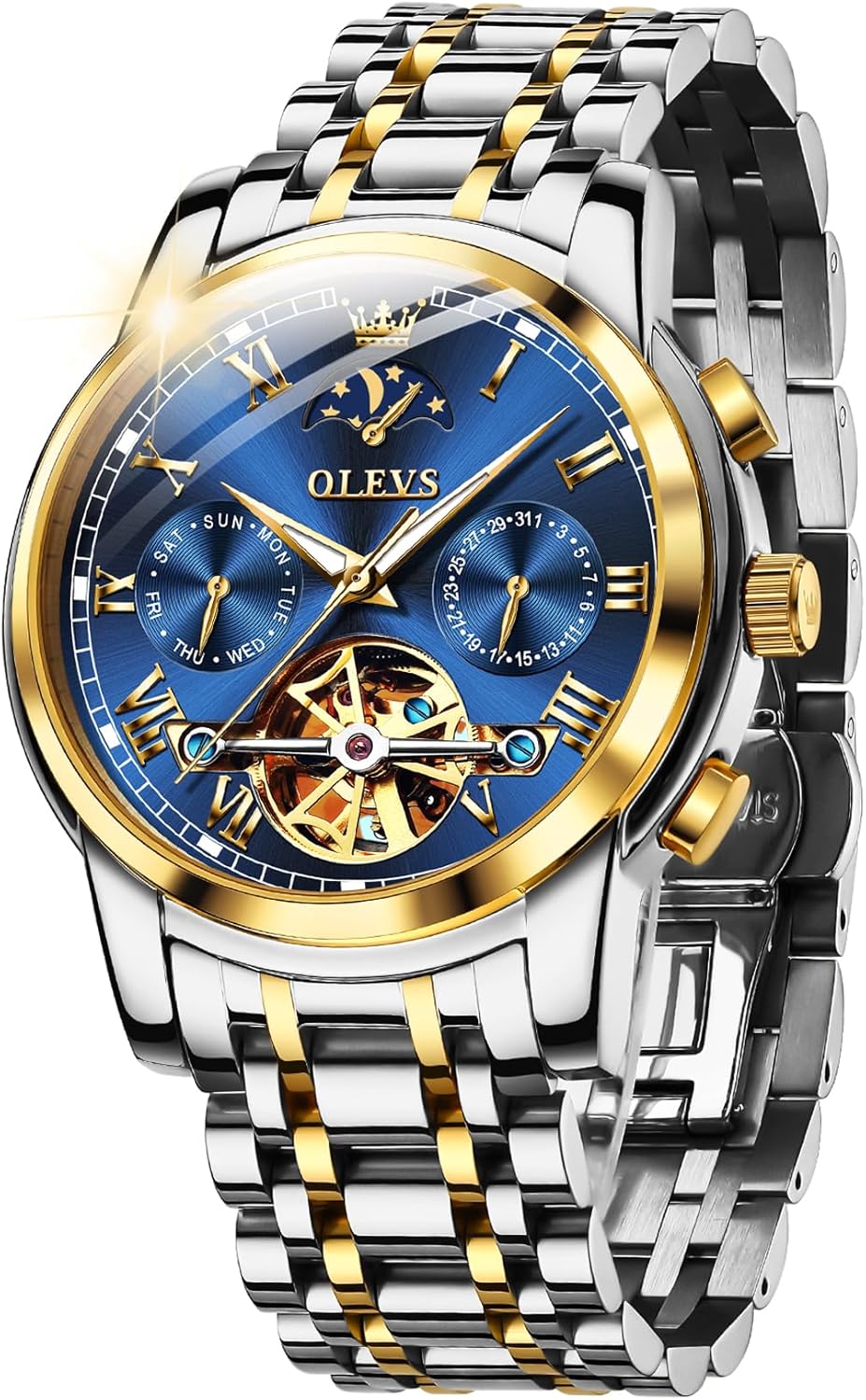 OLEVS Mens Automatic Watches Skeleton Mechanical