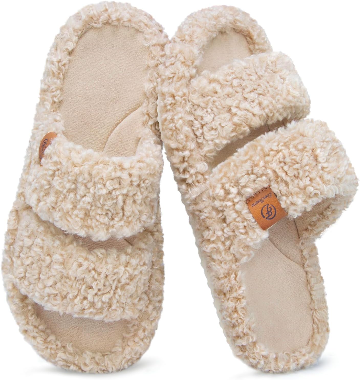 EverFoams Womens Fuzzy Open-toe Slippers