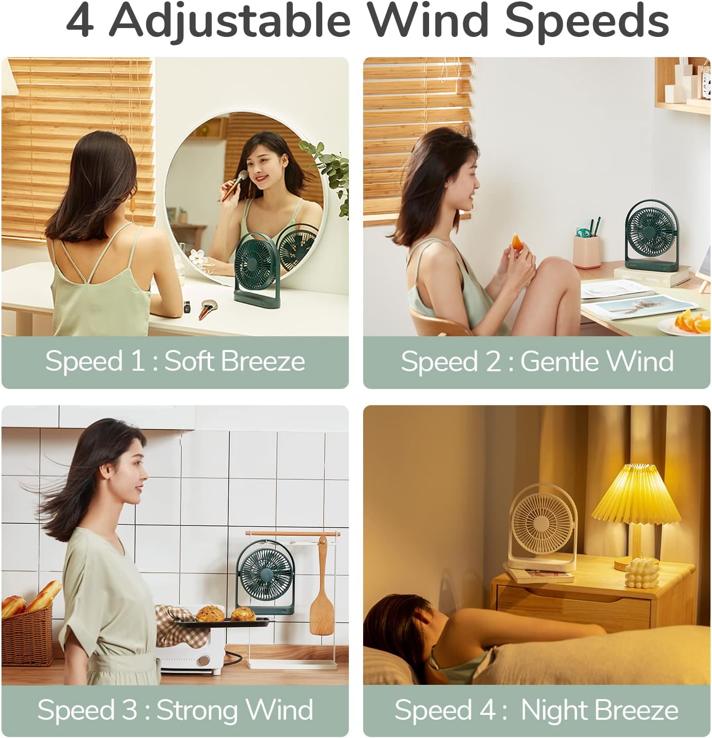 JISULIFE Desk Fan Small Portable Battery Operated