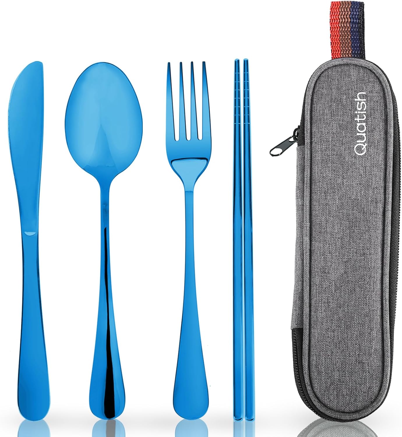 Travel Utensils with Case Quatish Portable Silverware Set