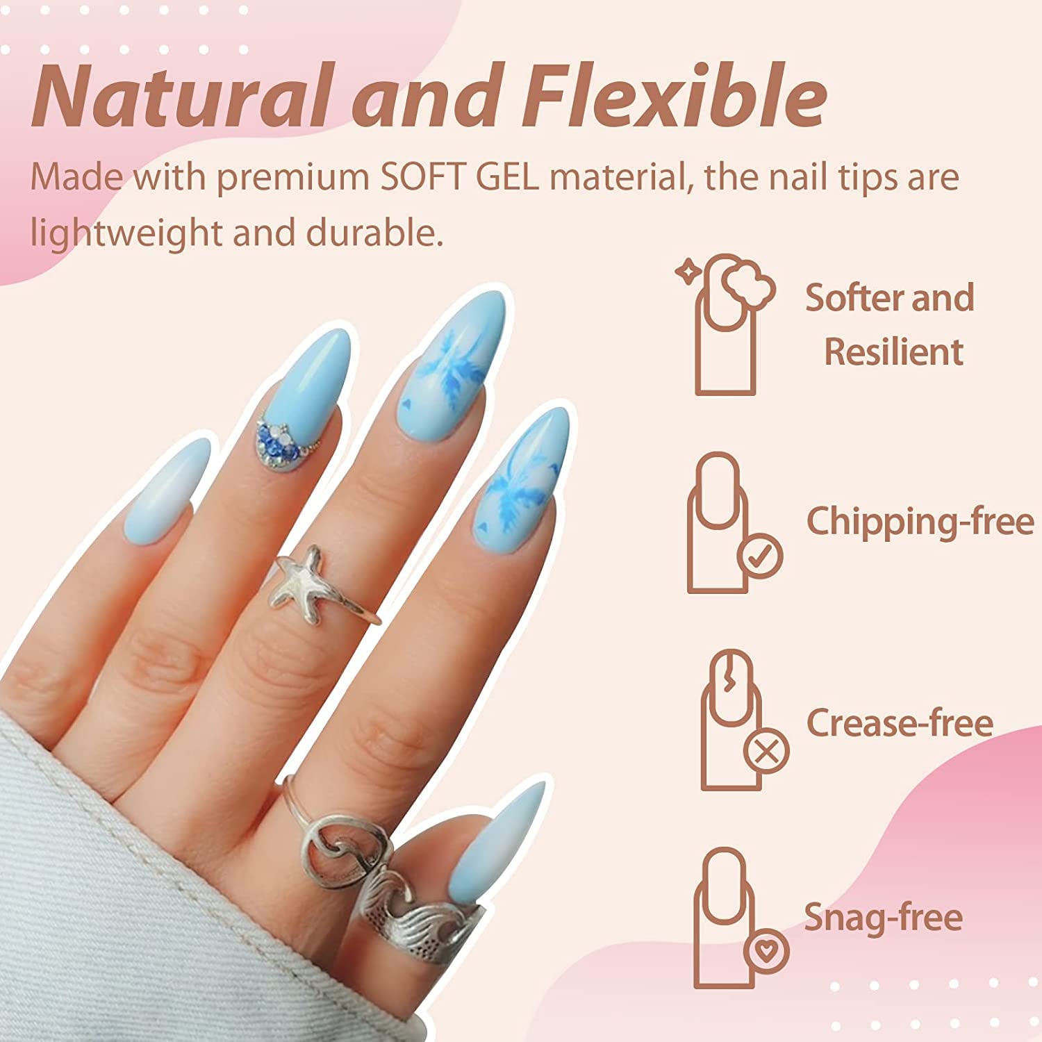 UNA GELLA Almond Gel Nail Tips