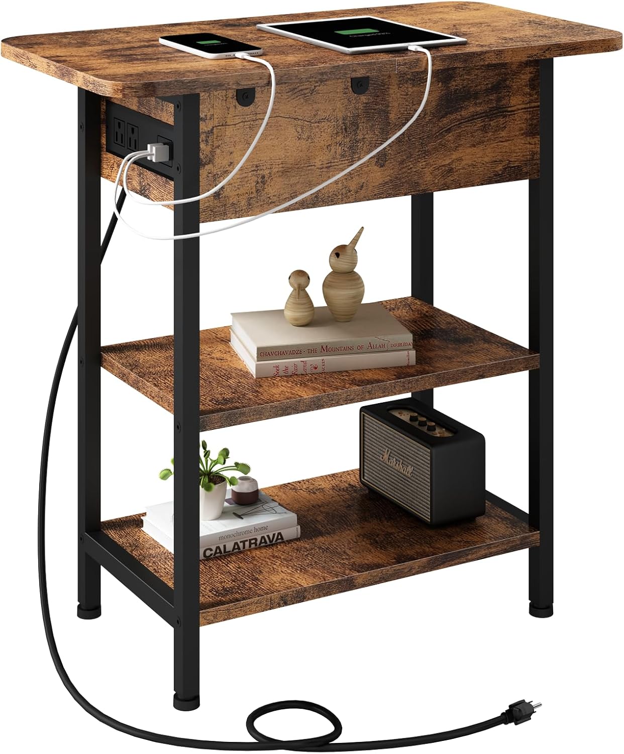 LIDYUK End Table with Charging Station