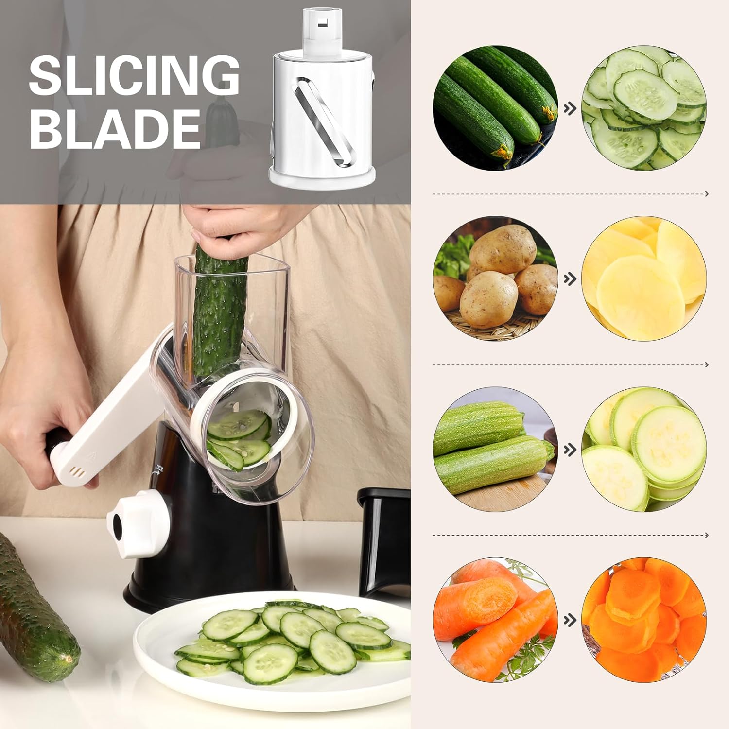 Cambom Rotary Cheese Grater Hand Crank Cheese Shredder for Fresh Cheese