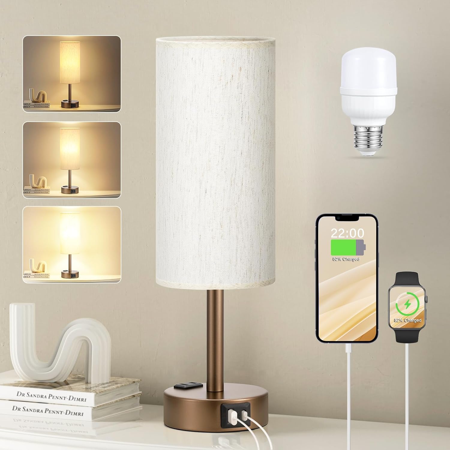 Bedside Touch Lamp 3-Way Dimmable