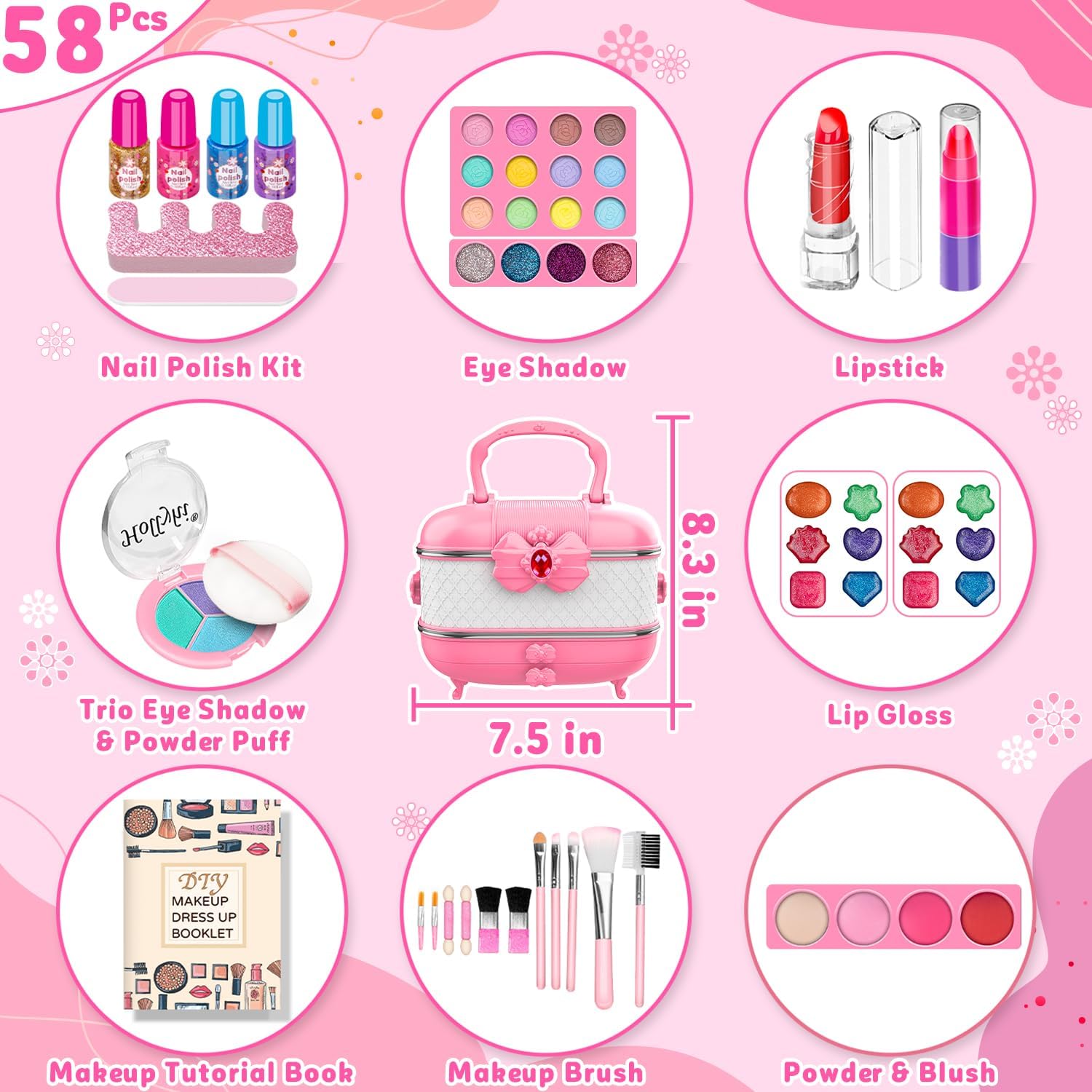 Hollyhi 58-Piece Kids Makeup Kit