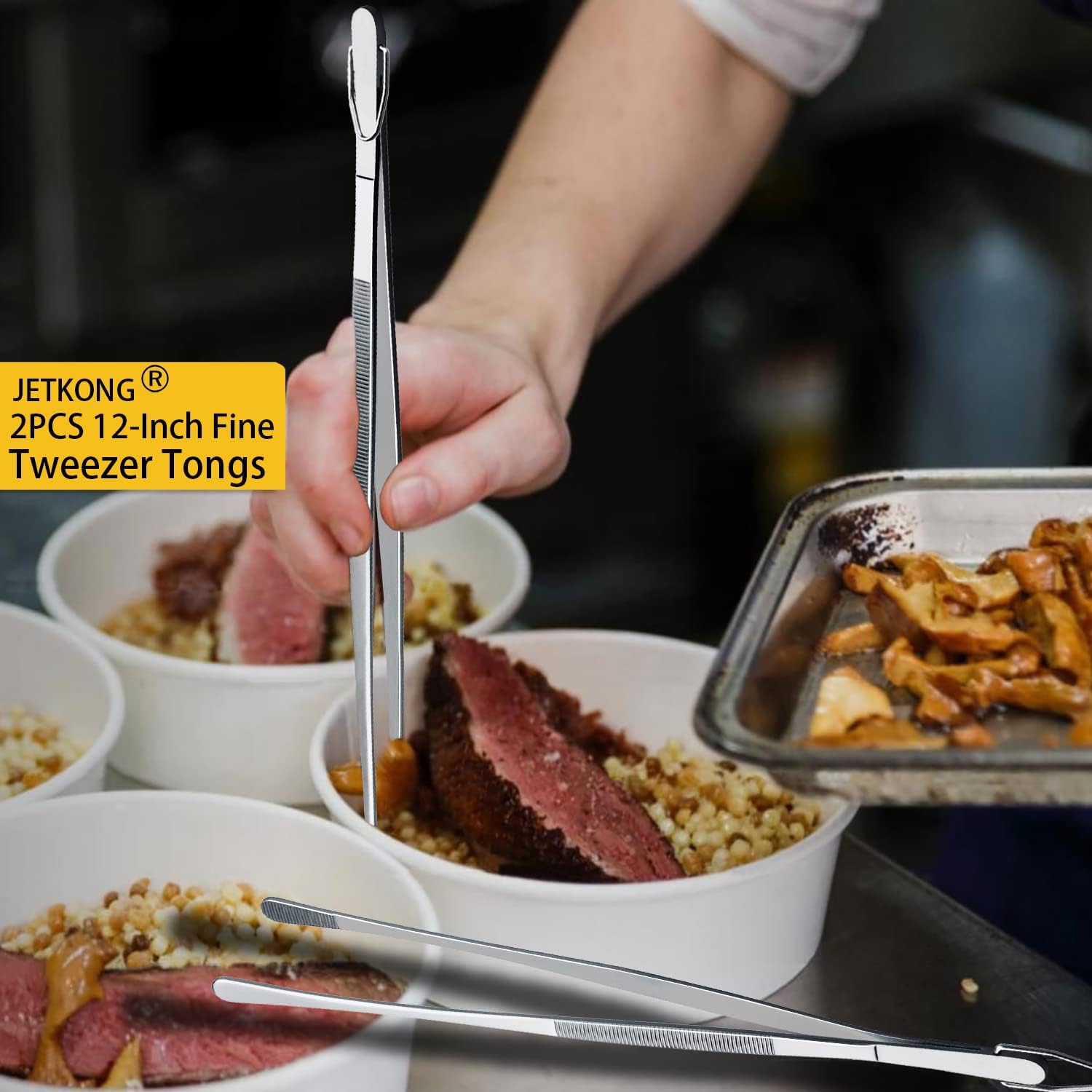 JETKONG Kitchen Tweezers Fine Tweezer Tongs