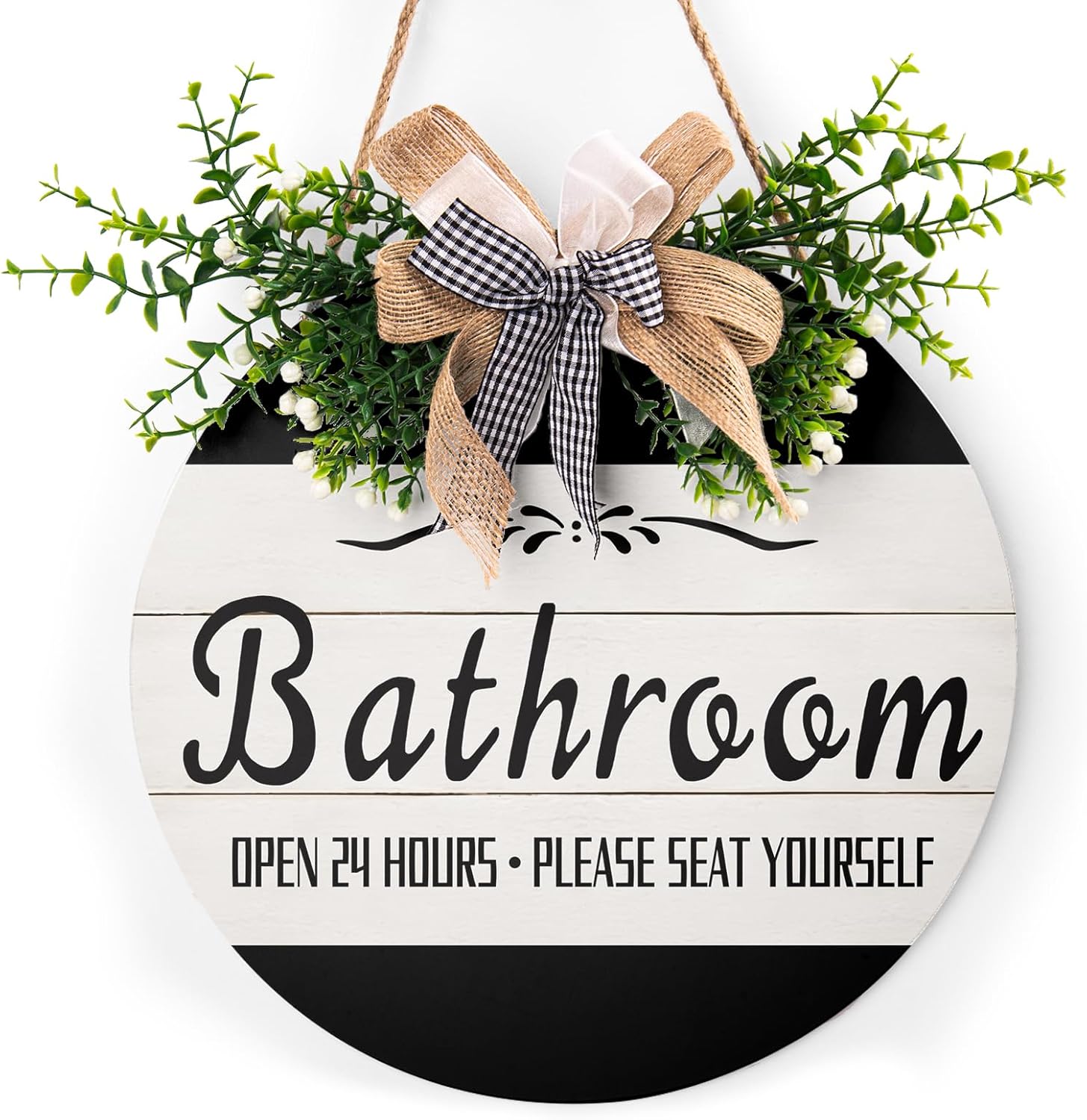 Round Wooden Farmhouse Welcome Door Sign