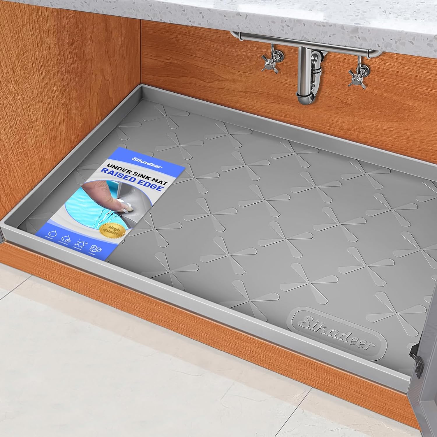 SIKADEER 34" x 22" Under Sink Mat Waterproof