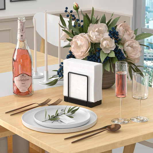 Wican Napkin Holder for Table Bamboo Iron Standing