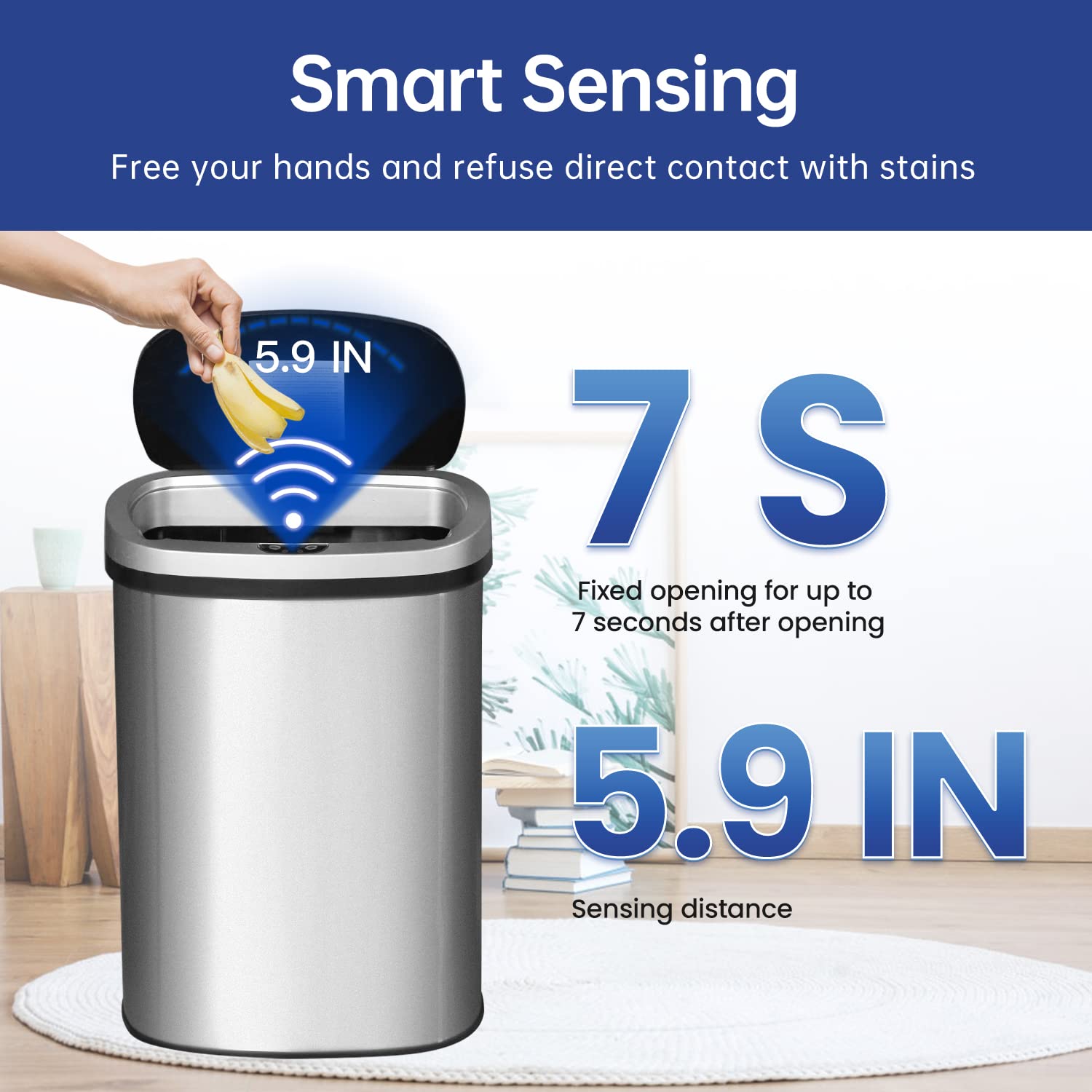 Kitchen Trash Can Automatic Stainless Steel
