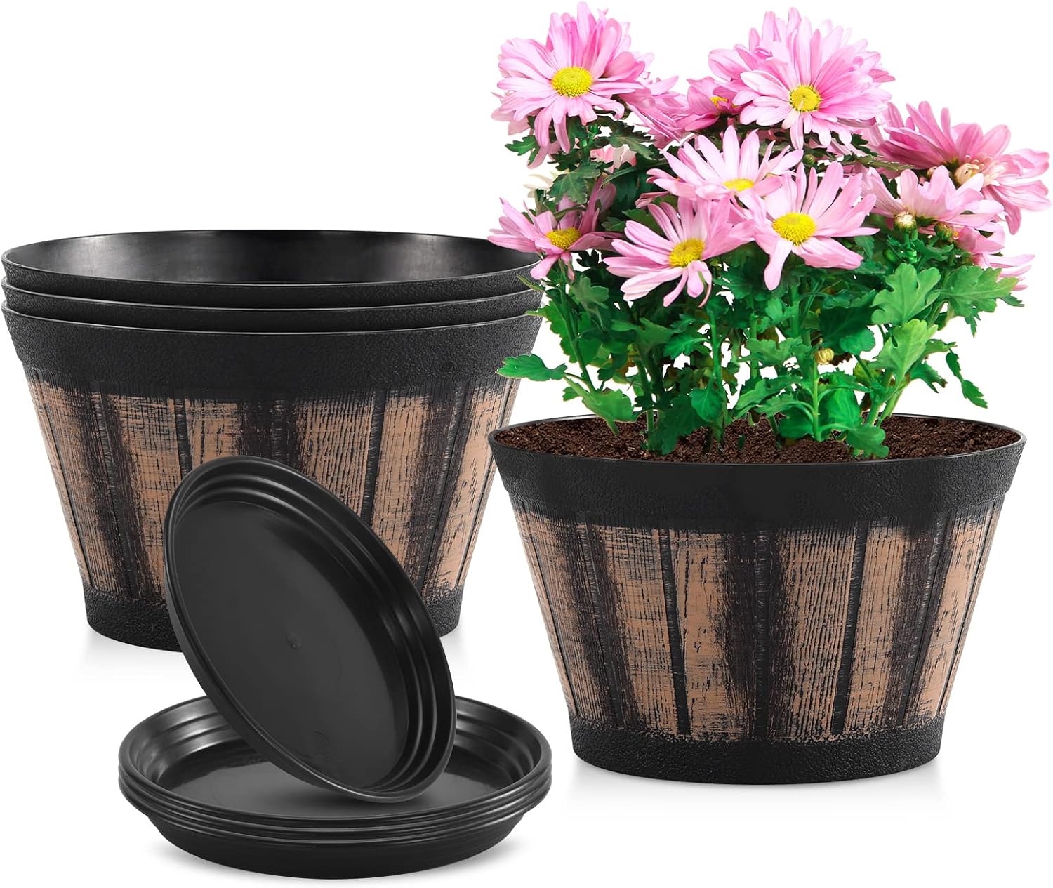 Quarut Plant Pots Whiskey Barrel Planters