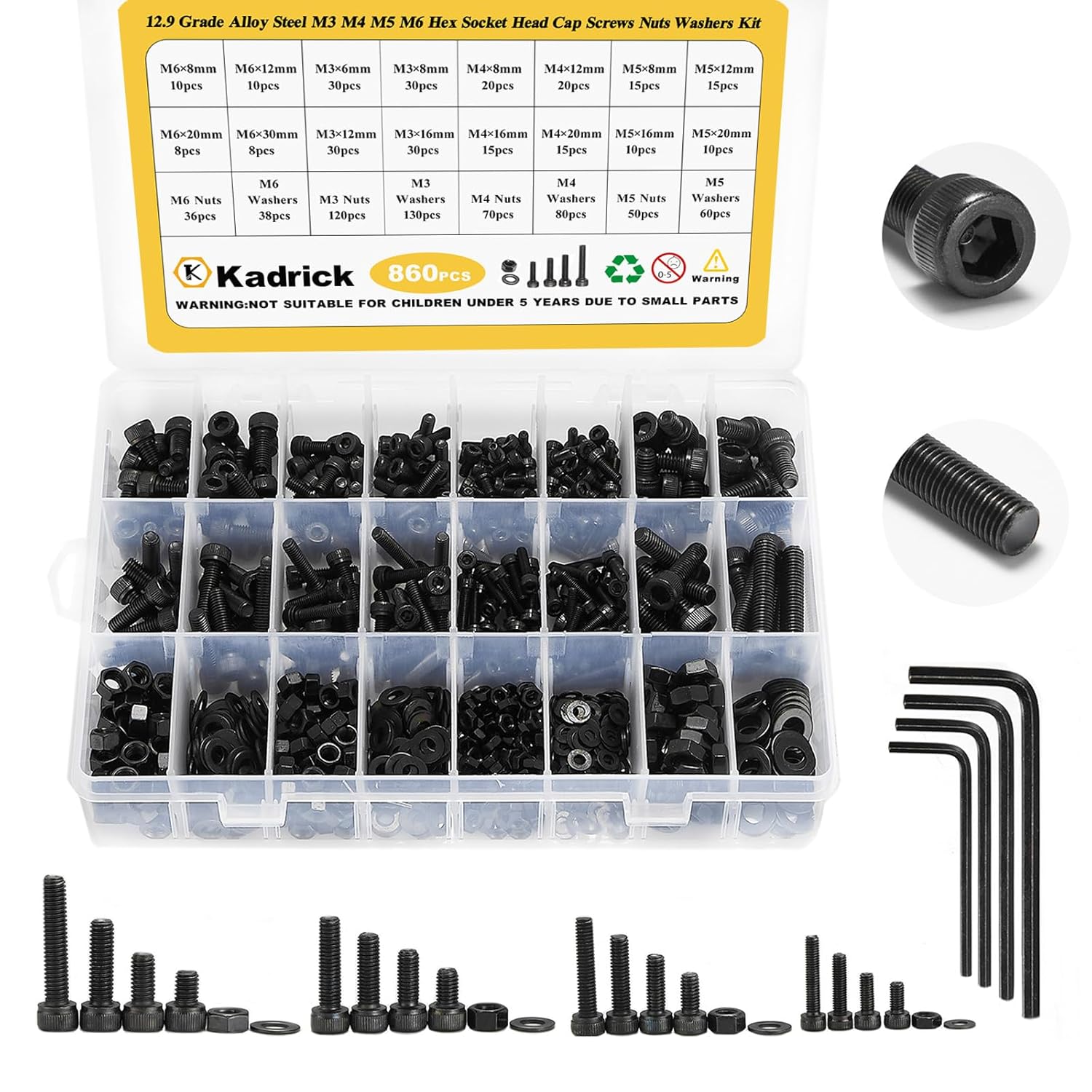 Kadrick Metric Screw Assortment 2000PCS Metric Bolt