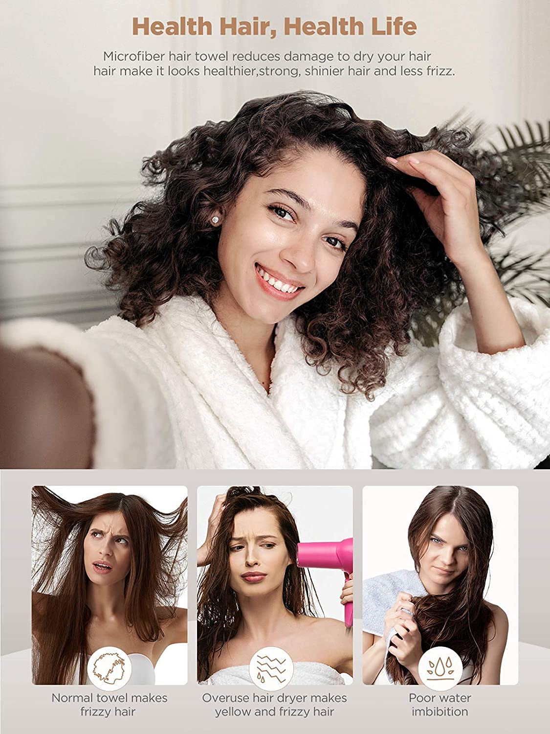 Hicober Microfiber Hair Towel Wraps