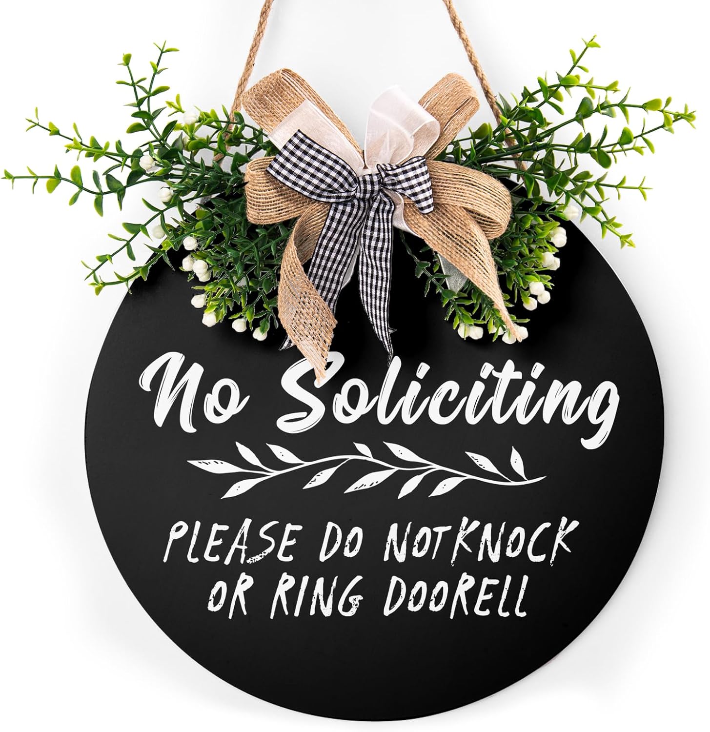 Round Wooden Farmhouse Welcome Door Sign