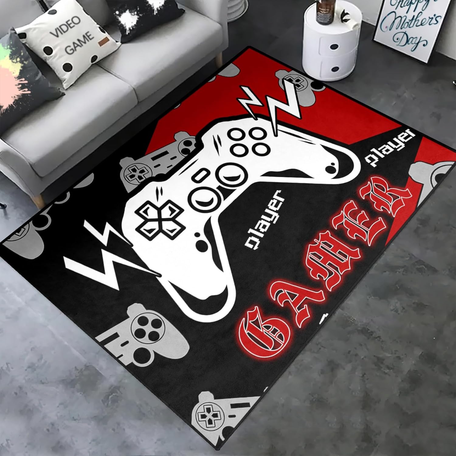 Gaming Area Rugs for Boys Cool Game Style Bedroom