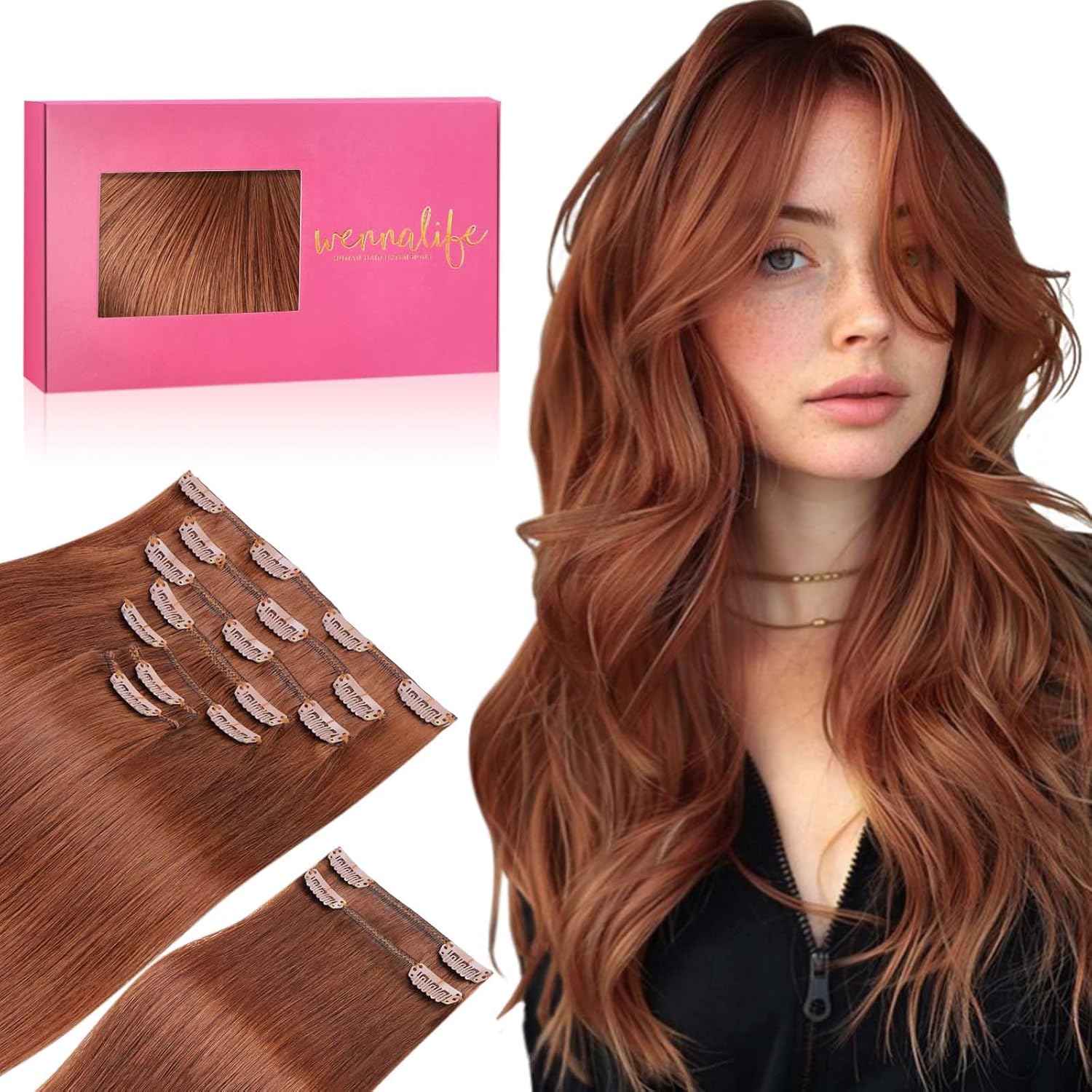 WENNALIFE Clip in Hair Extensions Real Human Hair