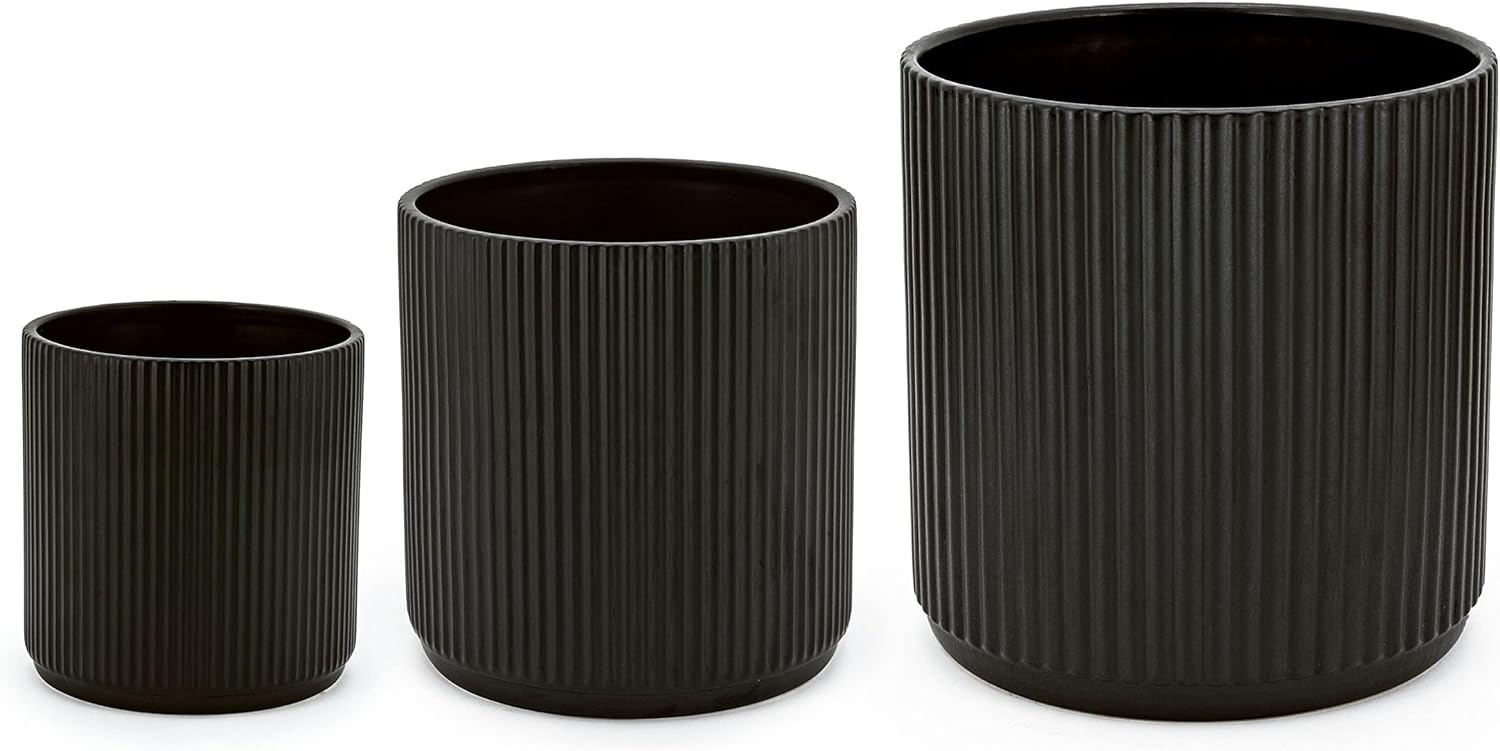 Fluted Round Ceramic Planter