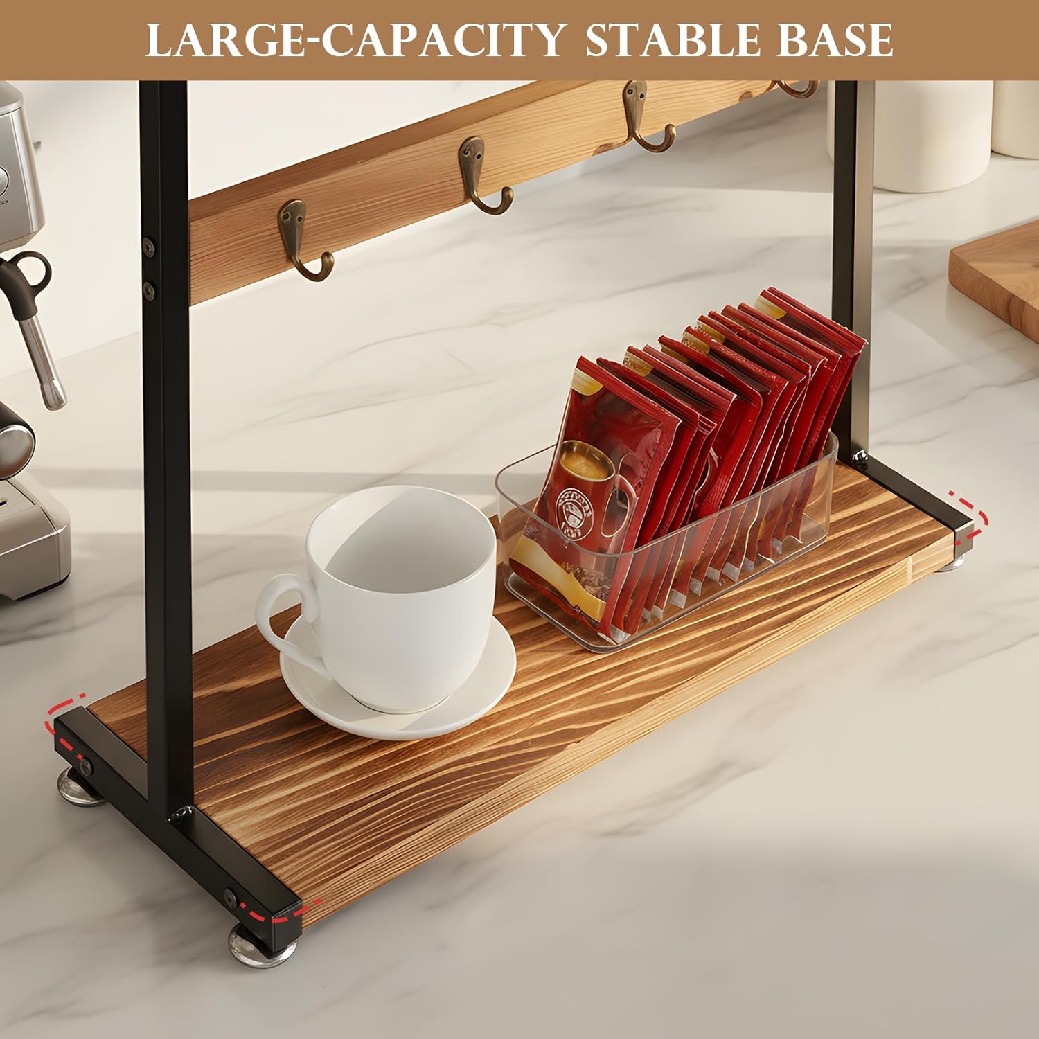 Coffee Mug Holder for Countertop Wooden Cup Organizer
