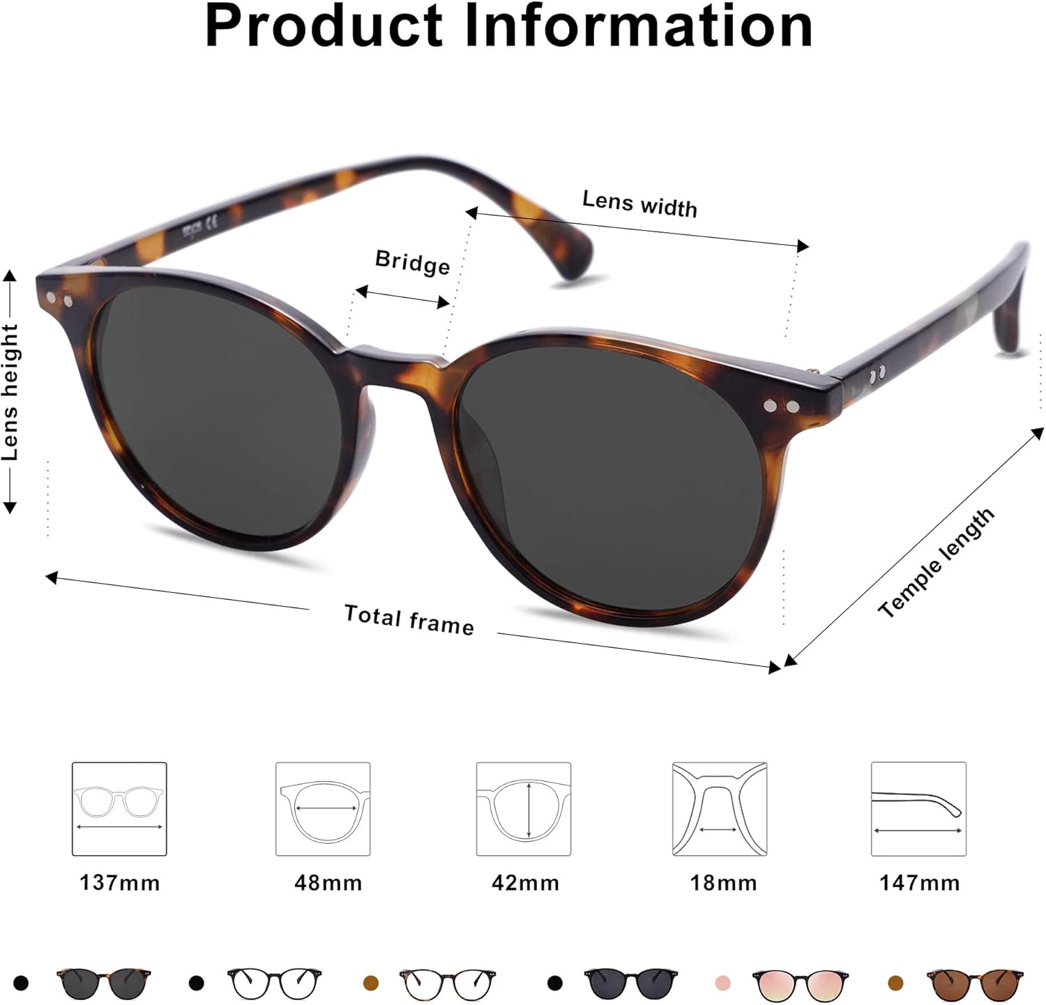 SOJOS Small Round Polarized Sunglasses