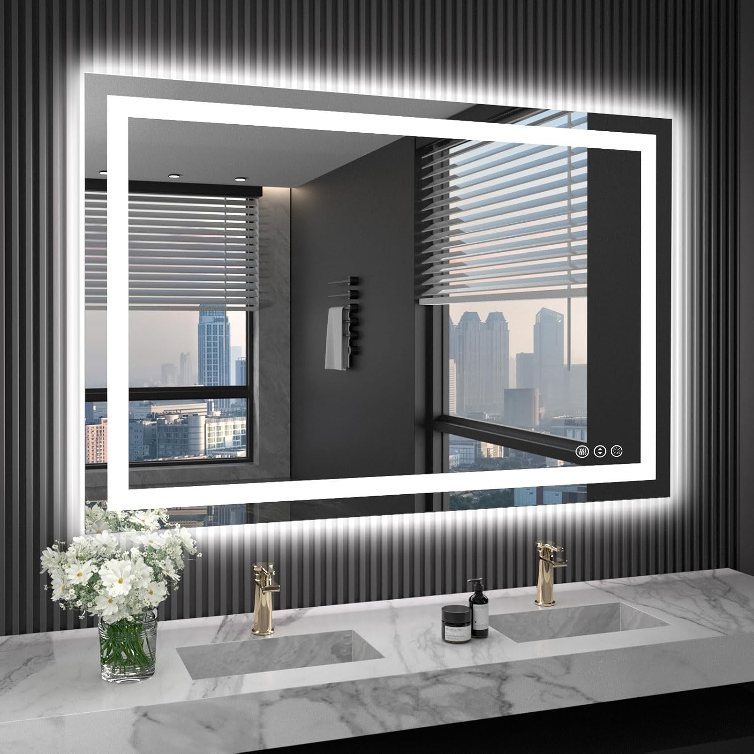 LOAAO 24X32 LED Bathroom Mirror with Lights