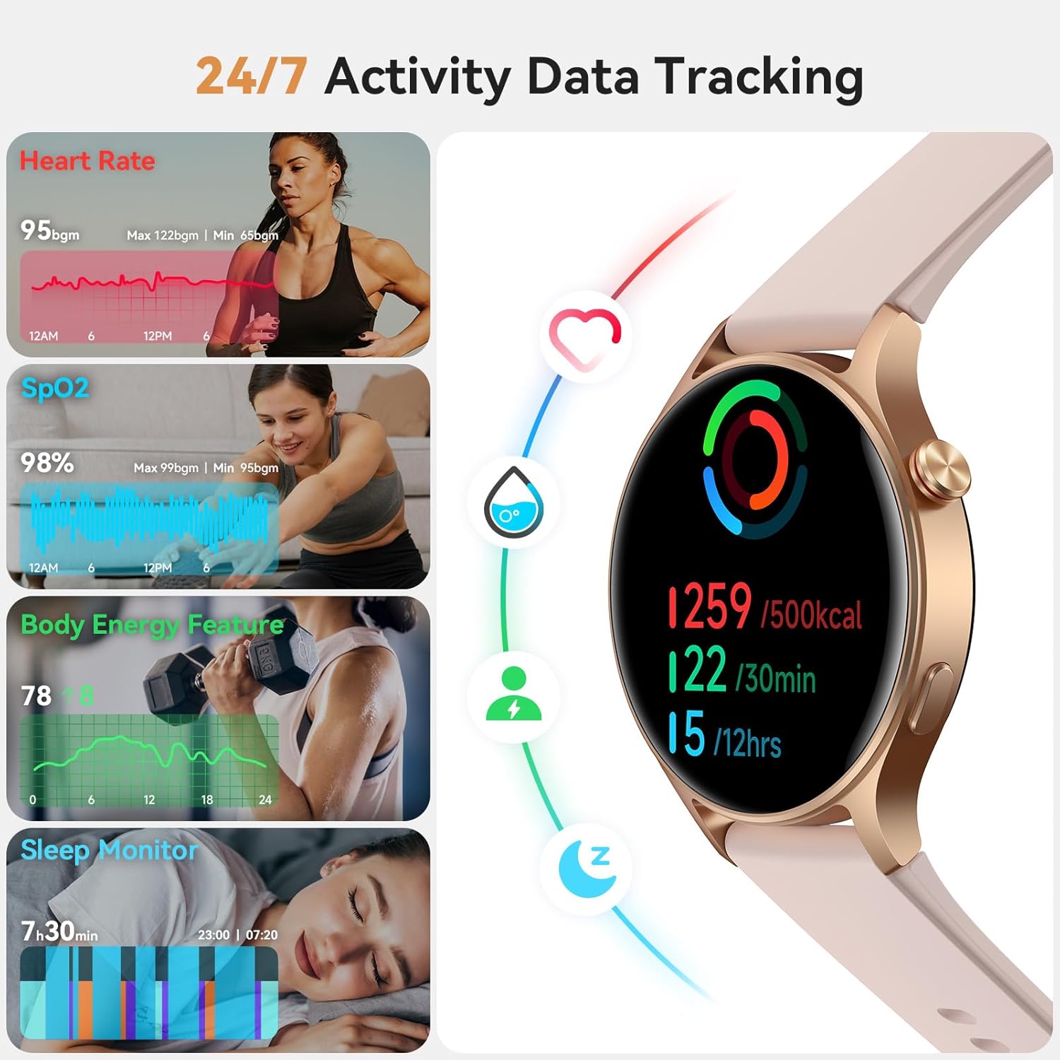 Smart Watch for Women Fitness Trackers with Heart Rate