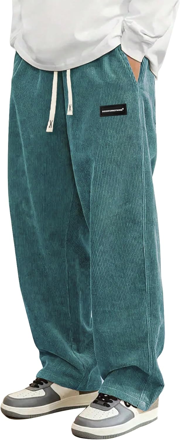 Mens Corduroy Casual Pants Fashion Loose