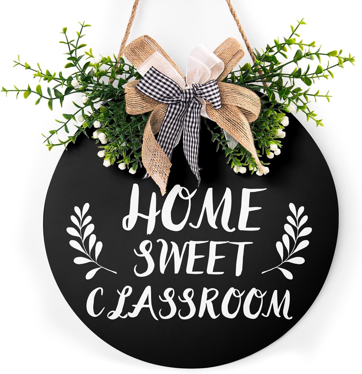 Round Wooden Farmhouse Welcome Door Sign