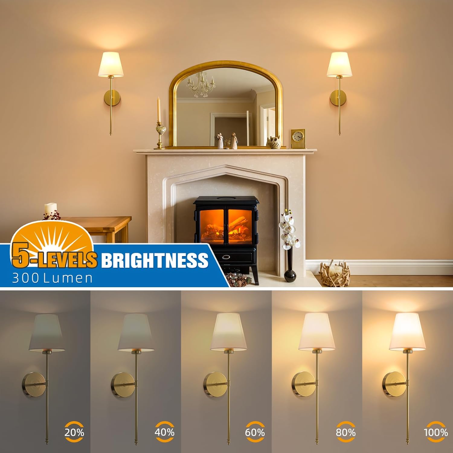 NIORSUN Battery Operated Wall Lamps for Bedroom