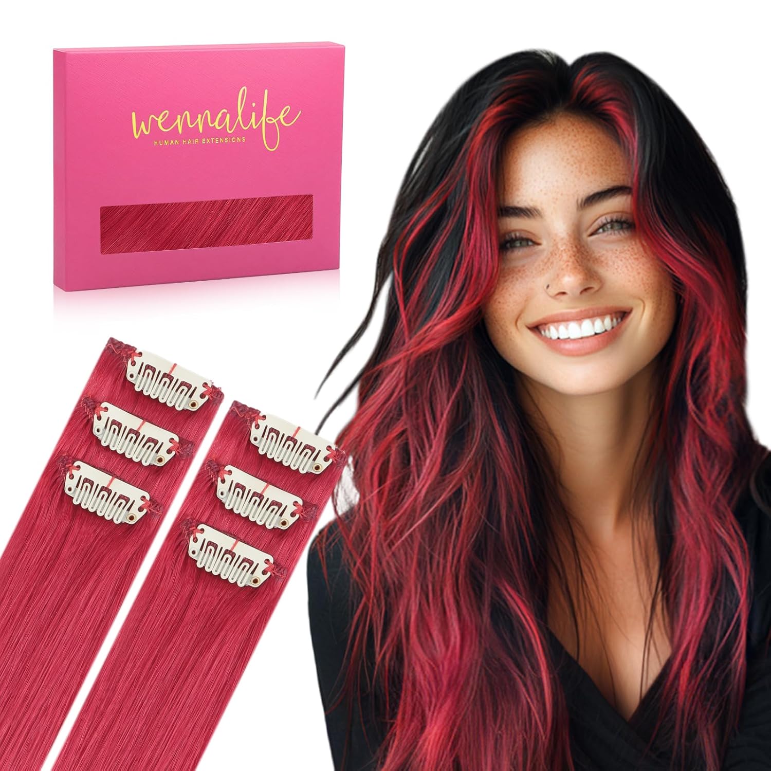 WENNALIFE Clip in Hair Extensions Real Human Hair