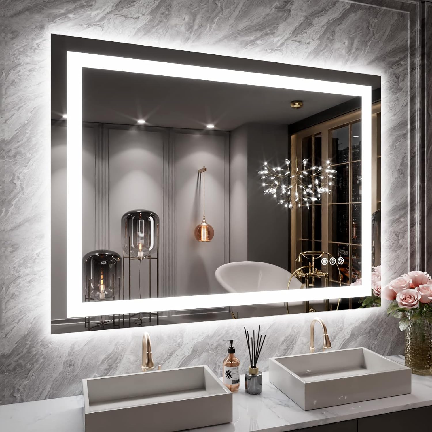 LOAAO 24X32 LED Bathroom Mirror with Lights