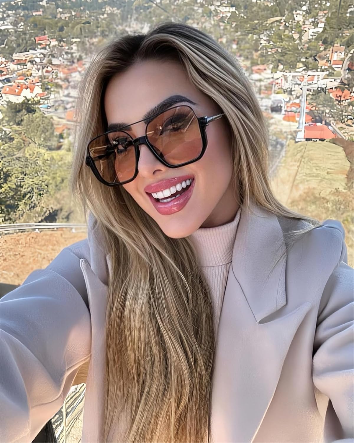 Retro Oversized Aviator Sunglasses for Women Men