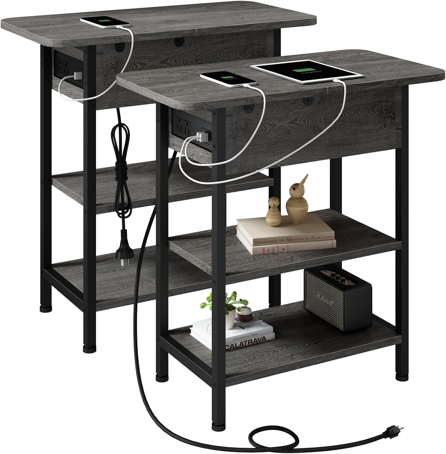 LIDYUK End Table with Charging Station