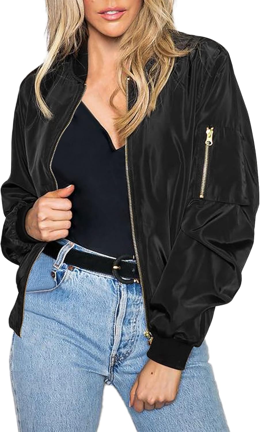 Zeagoo Women's Bomber Jacket Coat Zip