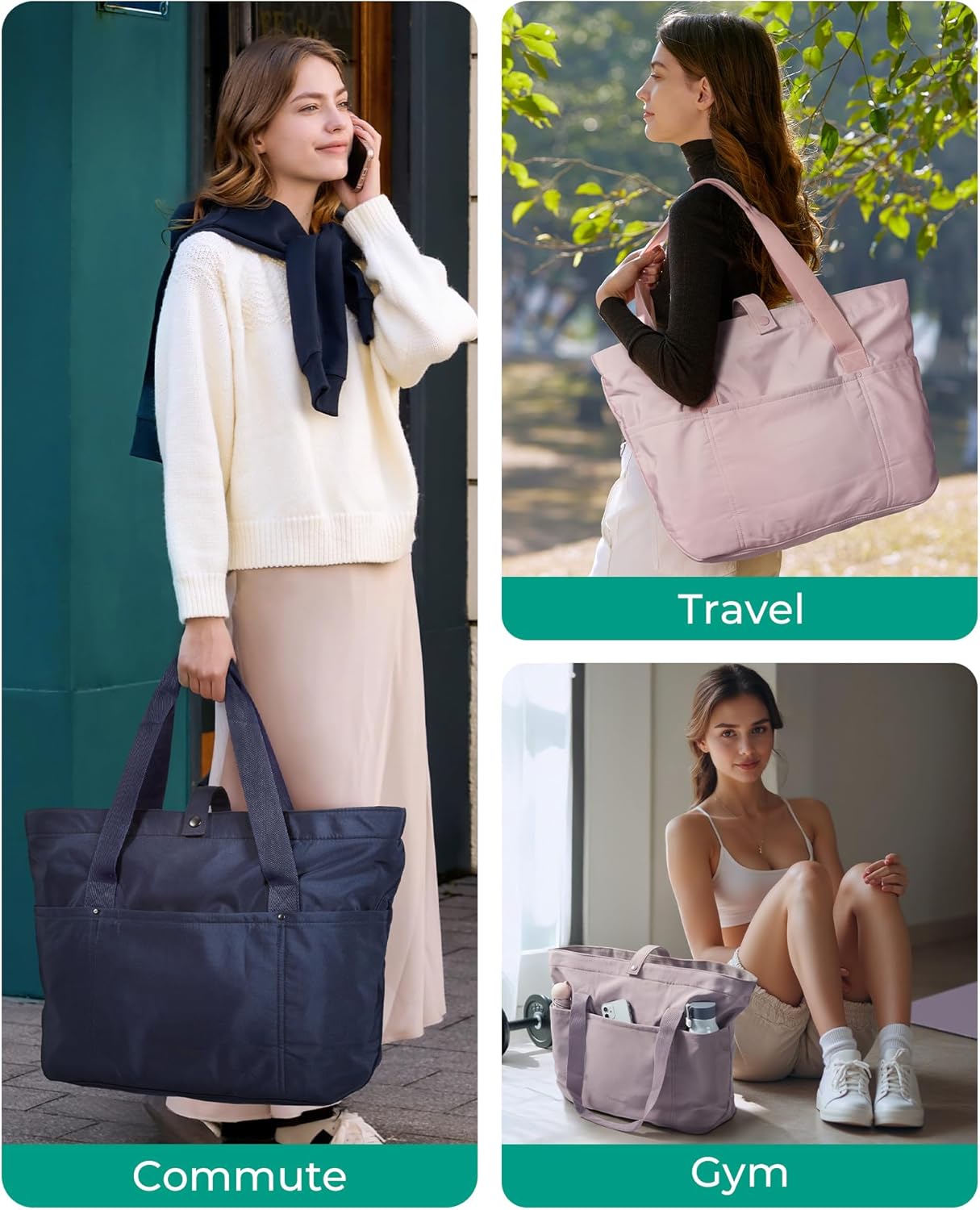 BAGSMART Foldable Tote Bag for Women – Large Travel & Work Handbag