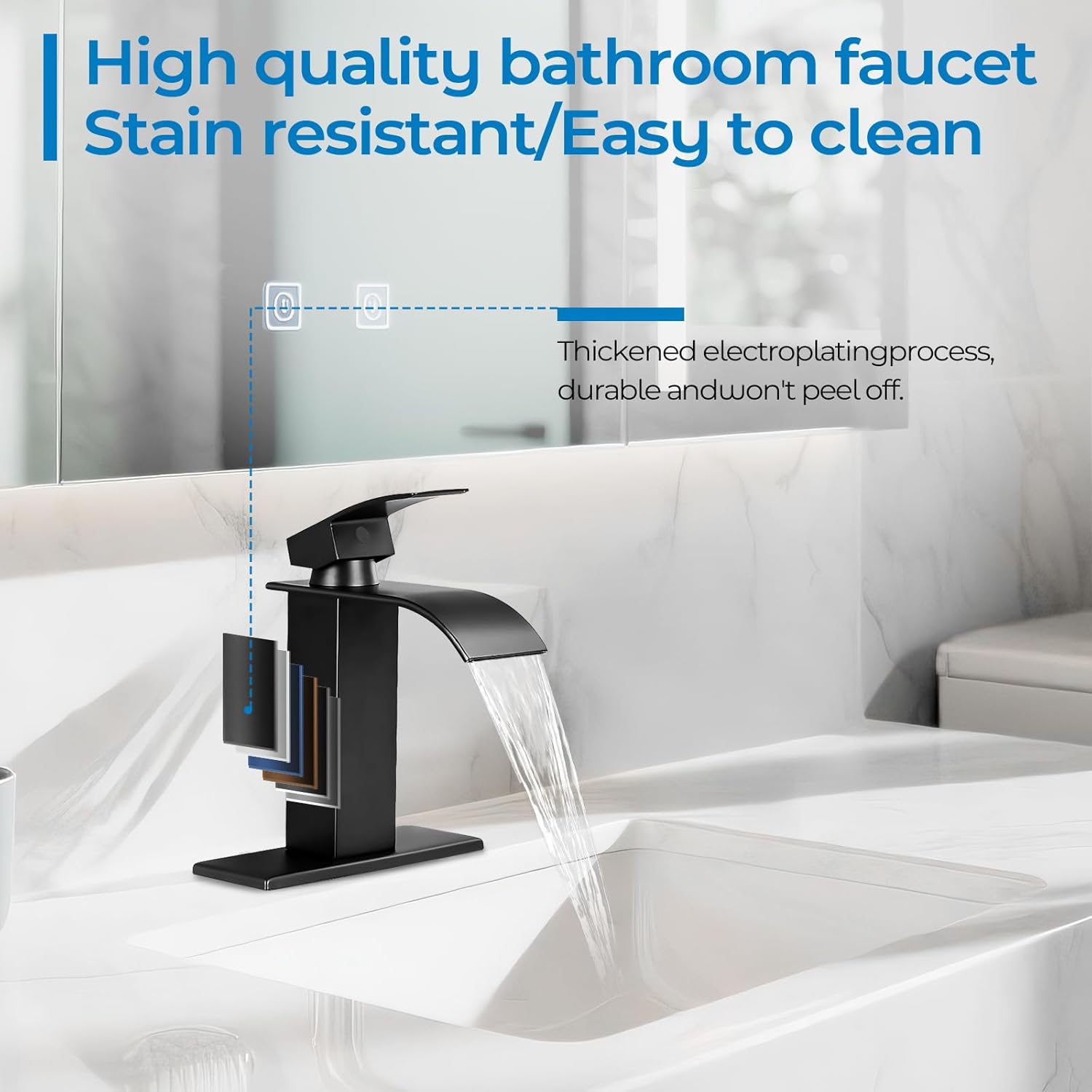 Matte Black Waterfall Bathroom Faucet